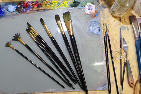 artskills acrylic paint brush set, acrylic paint brushes for canvas  painting, craft paint brushes with palette knife, 40 pc